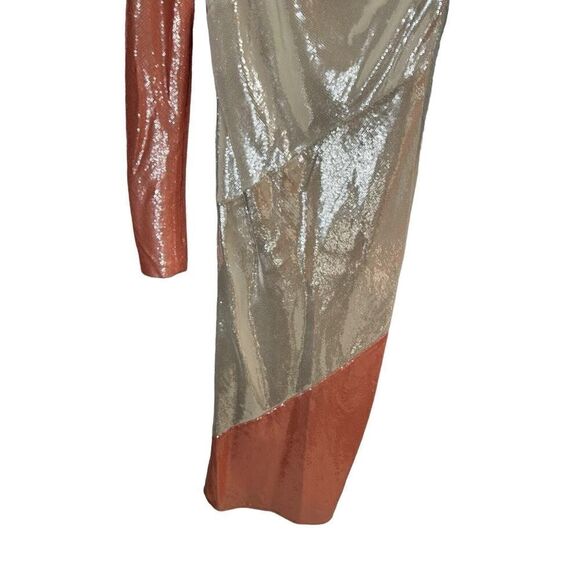 Diane Von Furstenberg BIAS STRIPE SEQUIN ONE SHOULDER SHEATH DRESS sz 4 - Picture 13 of 16